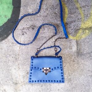 Blue Jelly Studded Crossbody Bag